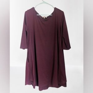 BOGO ANDREE BY UNIT Burgundy Dress with Pockets and 3/4 Sleeves - L